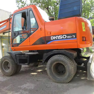Πώληση 15 τόνων Doosan DH150w-7 Χρησιμοποιούμενο εξορυκτήρα τροχών με αρχικό υδραυλικό κύλινδρο